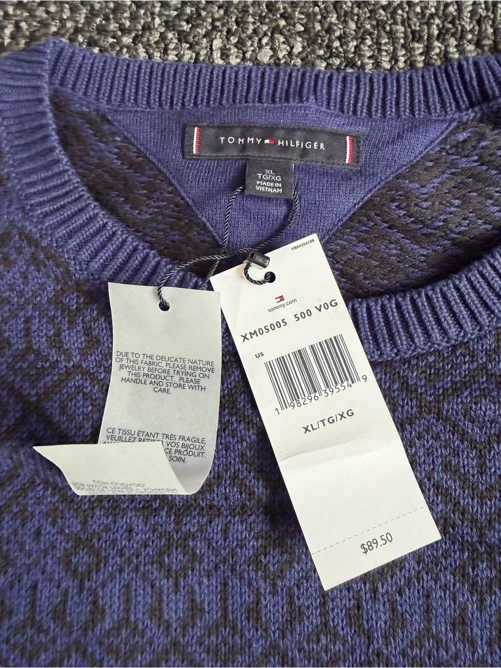 Tommy Hilfiger Men's Fair Isle Flag Crewneck Cotton Sweater Size XL NWT